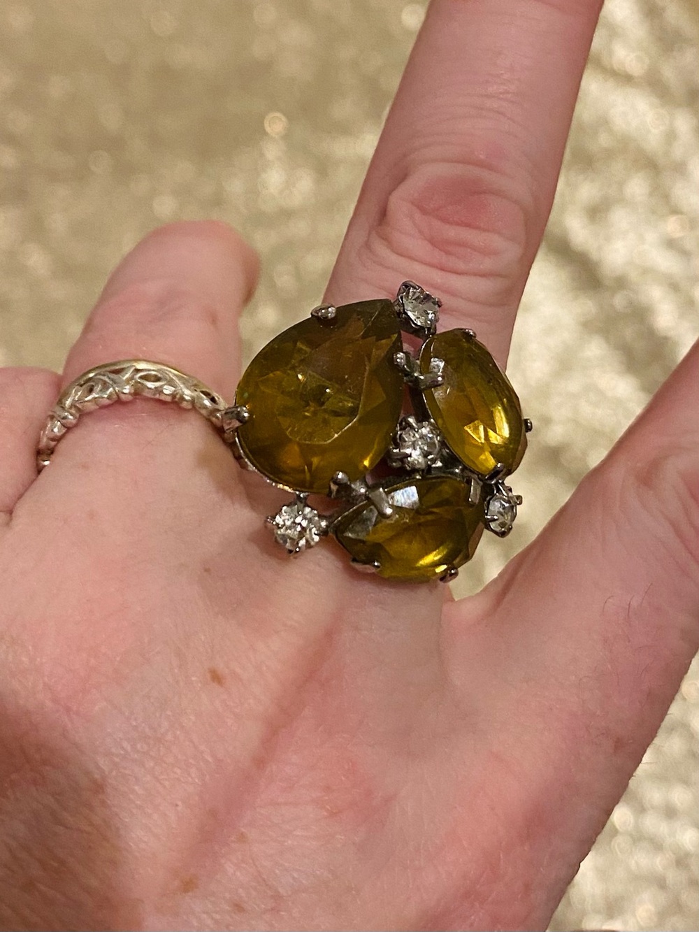 J.Crew Vintage Inspired Yellow Crystal Cluster Ring - OS